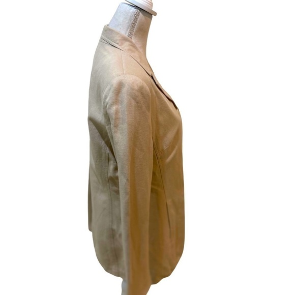 Vintage 1990’s mary McFadden linen blend beige lined 3 button blazer jacket sz 8 - Picture 6 of 12